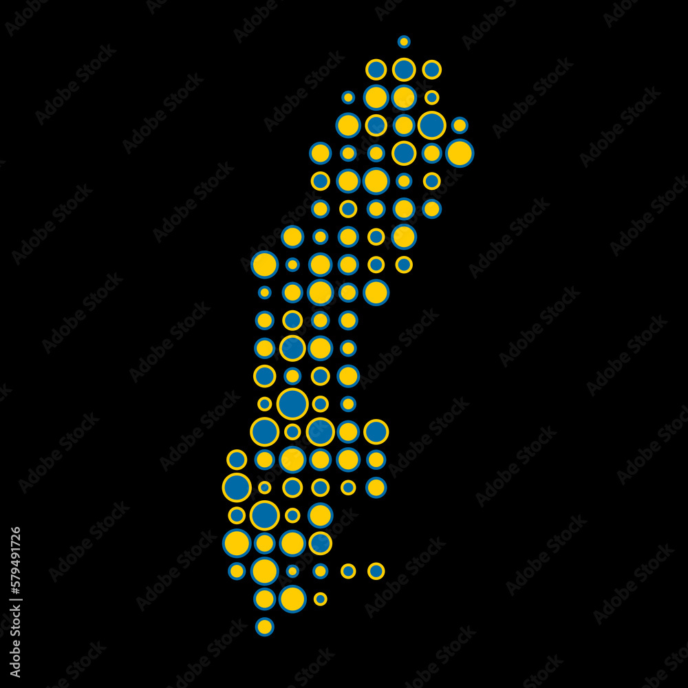 Sweden Silhouette Pixelated pattern map illustration