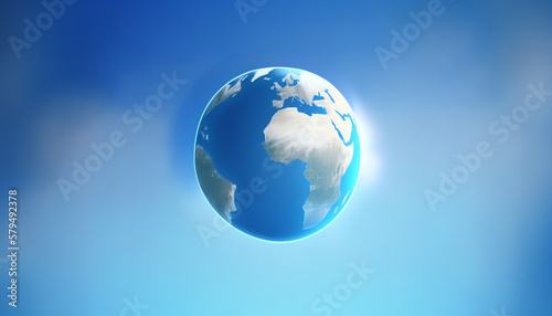 Earth globe on clean blue banner background. Education  school  study and knowledge background concept