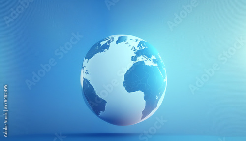 Earth globe on clean blue banner background. Education  school  study and knowledge background concept