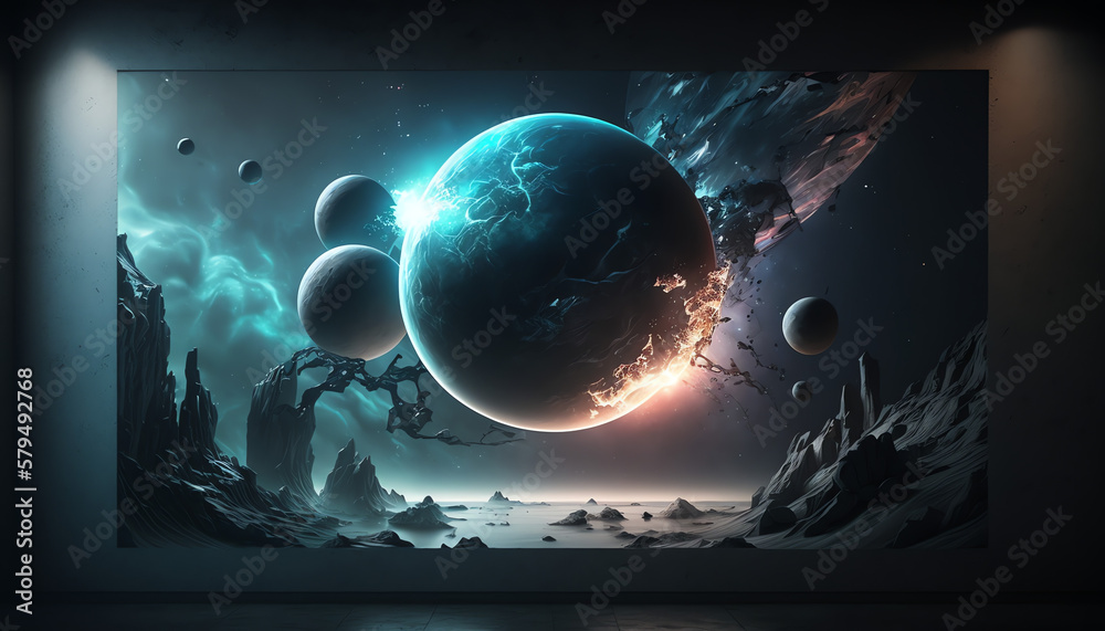 Fototapeta premium Space wallpaper banner background