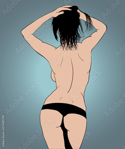 Sexy young woman. Hand drawn beautiful woman with sexy body