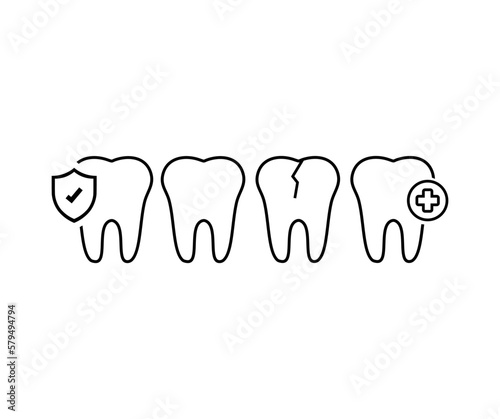 Tooth icon set. Tooth editable stroke icons. Disease, care, dental treatment. Element, emblem, symbol. Dental clinic symbol. Teeth sign vector design and illustration.
 
