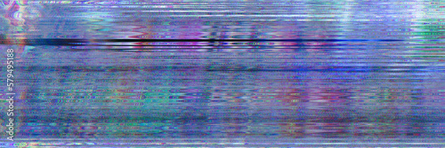 Digital dark purple distortion horizontal line glitch noise effect with black bottom part. Futuristic cyberpunk tv media error design. Web punk, rave DJ techno aesthetic colors. Old visual screen	