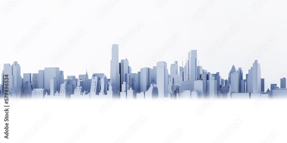 cityscape architecture panorama landscape downtown tall building big city side view 3D illustration