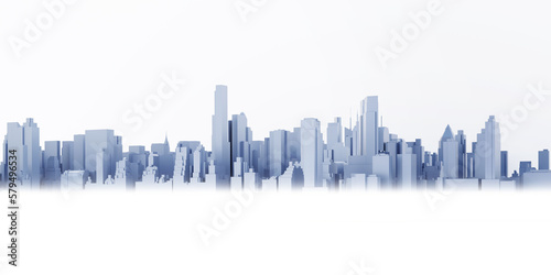cityscape architecture panorama landscape downtown tall building big city side view 3D illustration