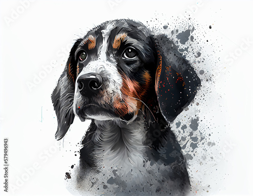 Portrait of australian shepherd dog, digital art illustration.,Generative AI