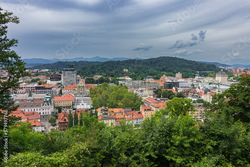 Views of Ljubljana castle and surrounding area
