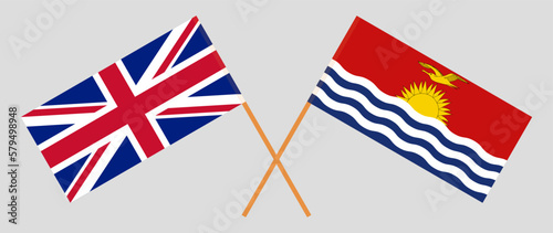 Crossed flags of United Kingdom and Kiribati. Official colors. Correct proportion