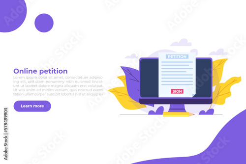 An appeal document or form. Petition online concept. Vector illustration