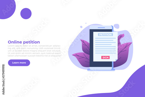 An appeal document or form. Petition online concept. Vector illustration