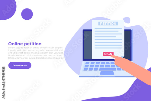 An appeal document or form. Petition online concept. Vector illustration