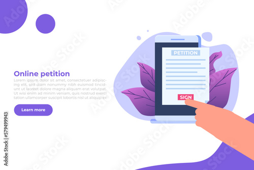 An appeal document or form. Petition online concept. Vector illustration