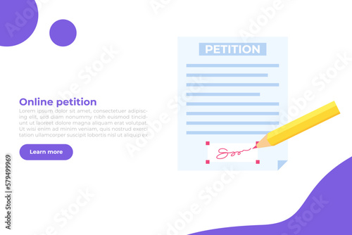 An appeal document or form. Petition online concept. Vector illustration