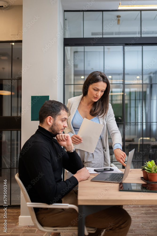 Fototapeta premium Boss businesswoman working in the office