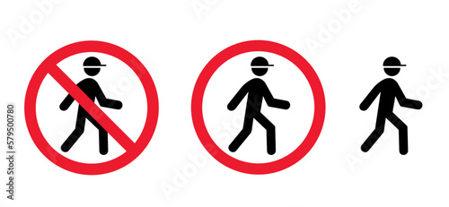 Stop halt allowed area. Do not enter danger warning. Traffic sign. Vector attention, forbidden, caution, admittance signs. No ban walking zone. Stick figures man, stickman symbol.