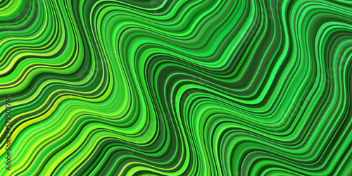 Light Green, Yellow vector background with bent lines.