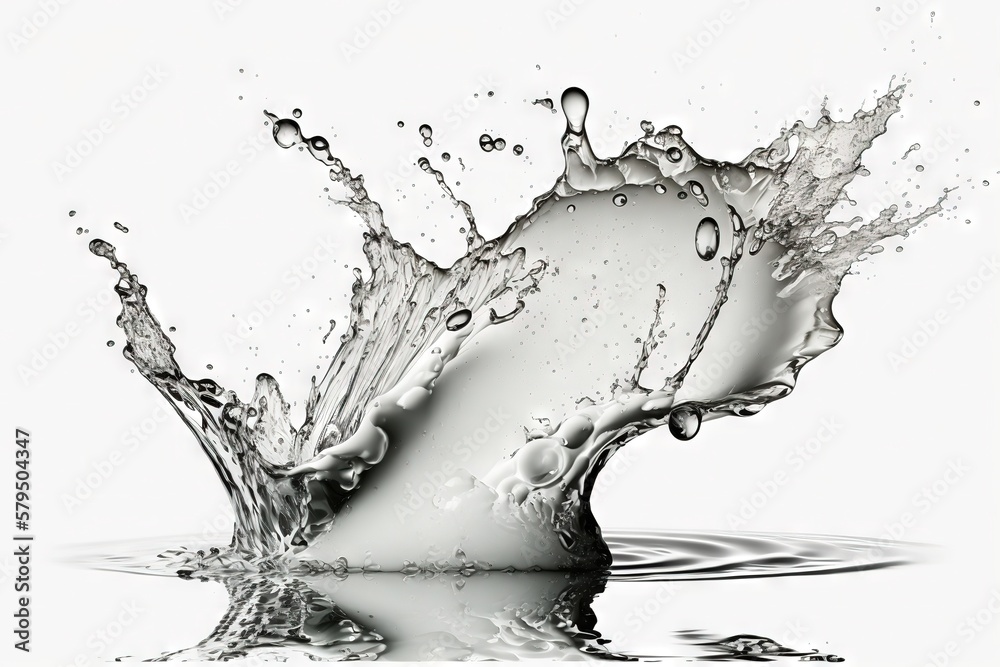 Water splash, white background, generative ai
