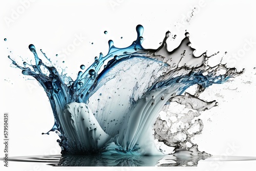 Water splash, white background, generative ai