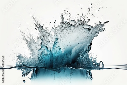 Water splash, white background, generative ai