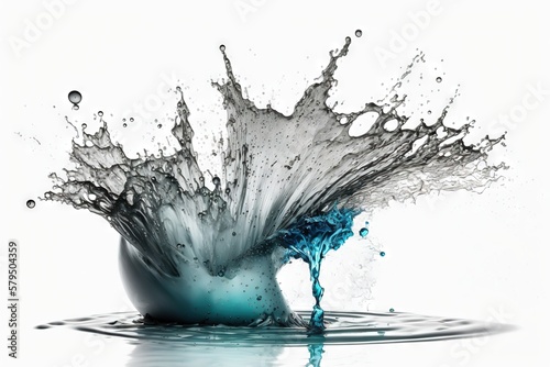 Water splash, white background, generative ai