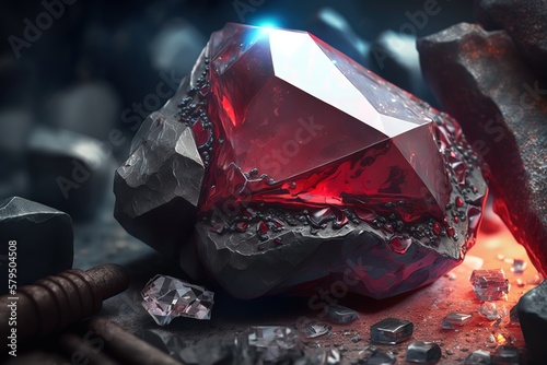 Gemstone, ore, mine, diamond, gold, tourmaline, ruby, generative ai