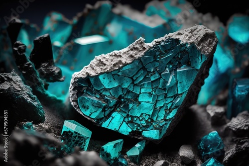 Gemstone, ore, mine, diamond, gold, tourmaline, ruby, generative ai