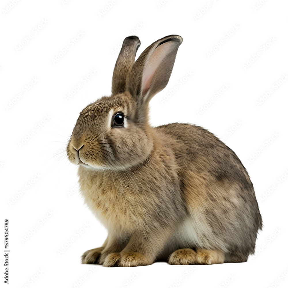 Fototapeta premium Rabbit in full growth on transparent background. PNG, Generative AI