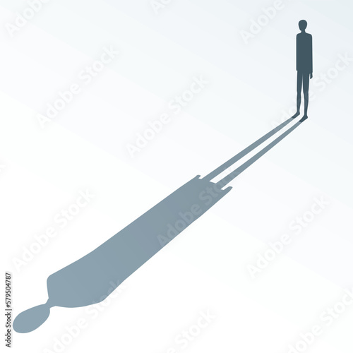 Simple a lonely standing person illustration, flat design illustration, morden surreal minimal personal emotion pain state interface concept for business or education use