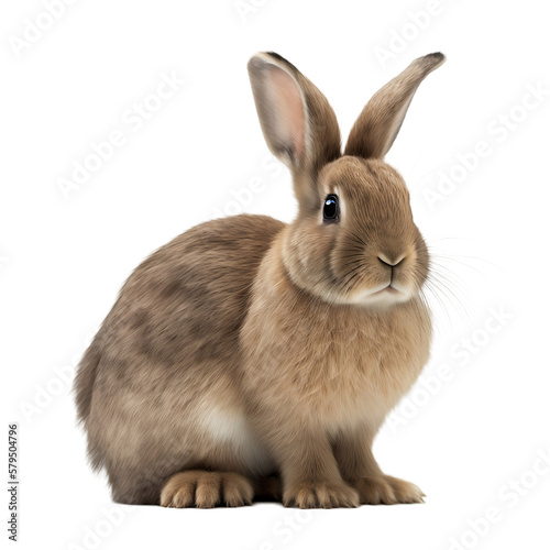 Rabbit in full growth on transparent background. PNG, Generative AI