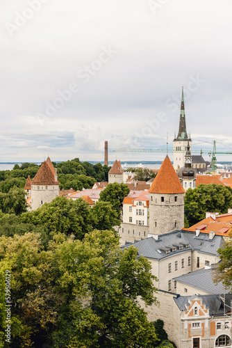 View over rooftops of Tallinn, Estonia on a cloudy summer day