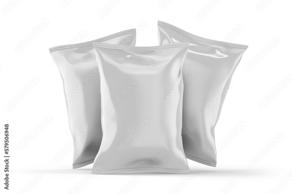 Three Snack or Potato Chips Packaging Bag Design Glossy Package