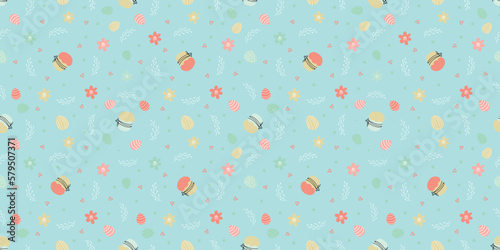 Cupcake seamless pattern. Easter cake background