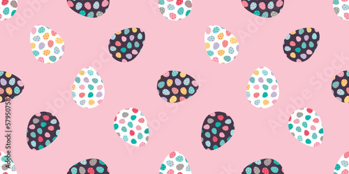 Easter eggs pattern. Decorated Easter eggs background