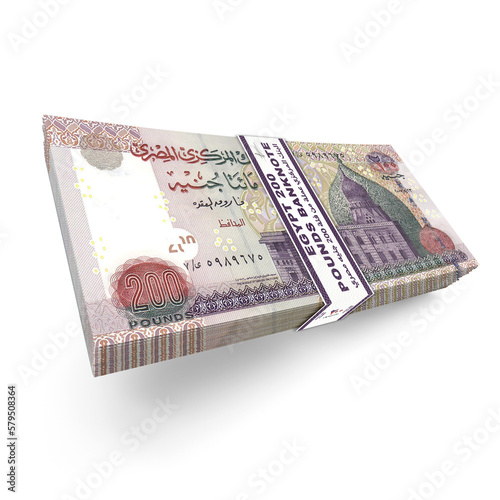 Money 200- Egyptian pounds 3d Egyptian-banknotes of 200 bills on white background photo