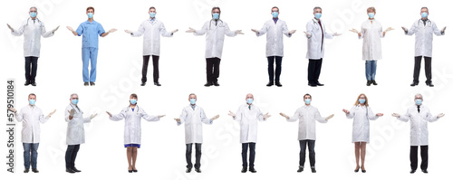 group of doctors in mask isolated on white © ASDF