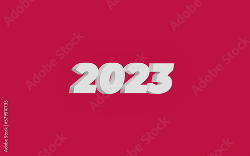 Year 2023 Viva Magenta background, 3d render 2023
