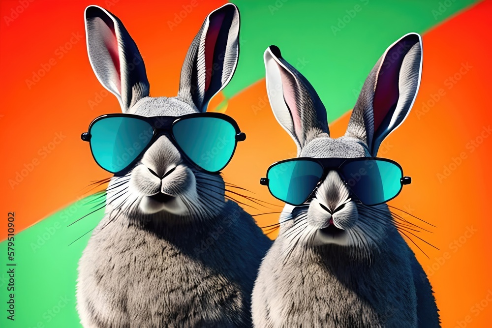 cool easter bunnies or rabbits with sunglasses 