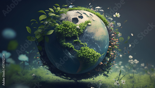 Green growing planet earth, ‘Earth Day’ concept  © Anson