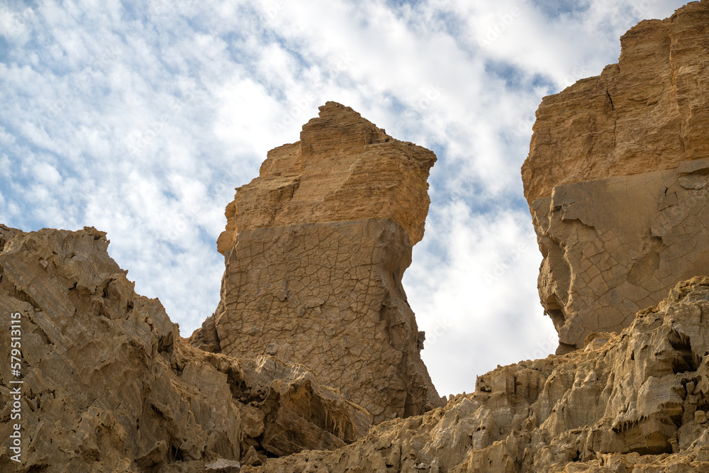 Lot's wife pillar in mount Sodom by the Dead Sea in Israel.