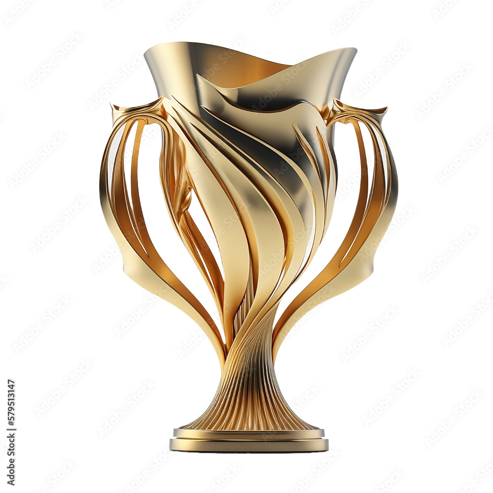 Golden sports cup on transparent background. PNG, ai Stock Illustration