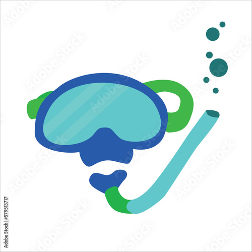 Underwater mask with snorkel. Vector illustration isolated on white background.