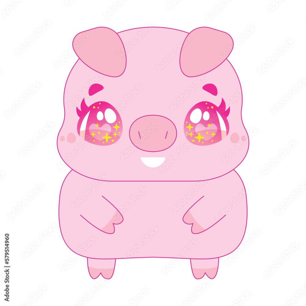 Cartoon funny cute pig isolated on white background. Can be used for t-shirt print, kids wear fashion design, baby shower invitation card. Little Pig. Cute Cheerful Funny pig Cartoon funny cute pig isolated on white background. Can be used for t-shirt print, kids wear fashion design, baby shower invitation card. Little Pig. Cute Cheerful Funny pig
