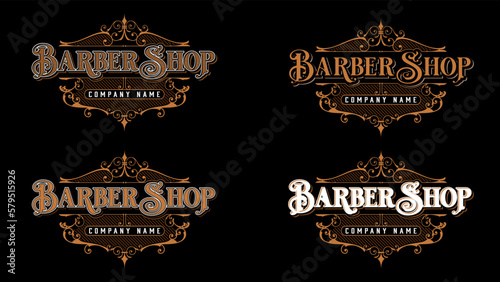 Set of Vector Vintage Barbershop logos