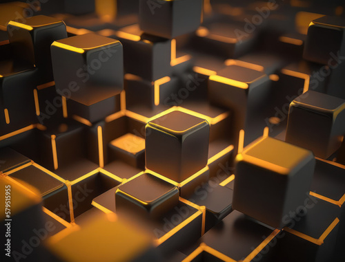3D Futuristic cubes background Abstract geometric mosaic Square tiles pattern created with Generative AI technology
