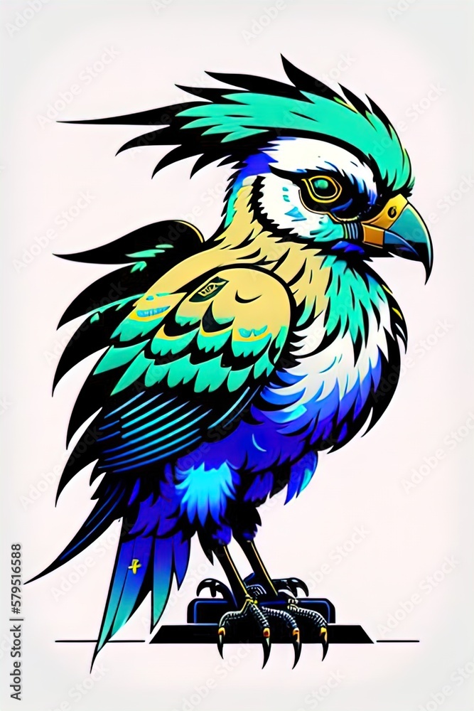 Cyberpunk Bird, Vector bird, Bird of paradise, Illustration of a bird, Generative AI