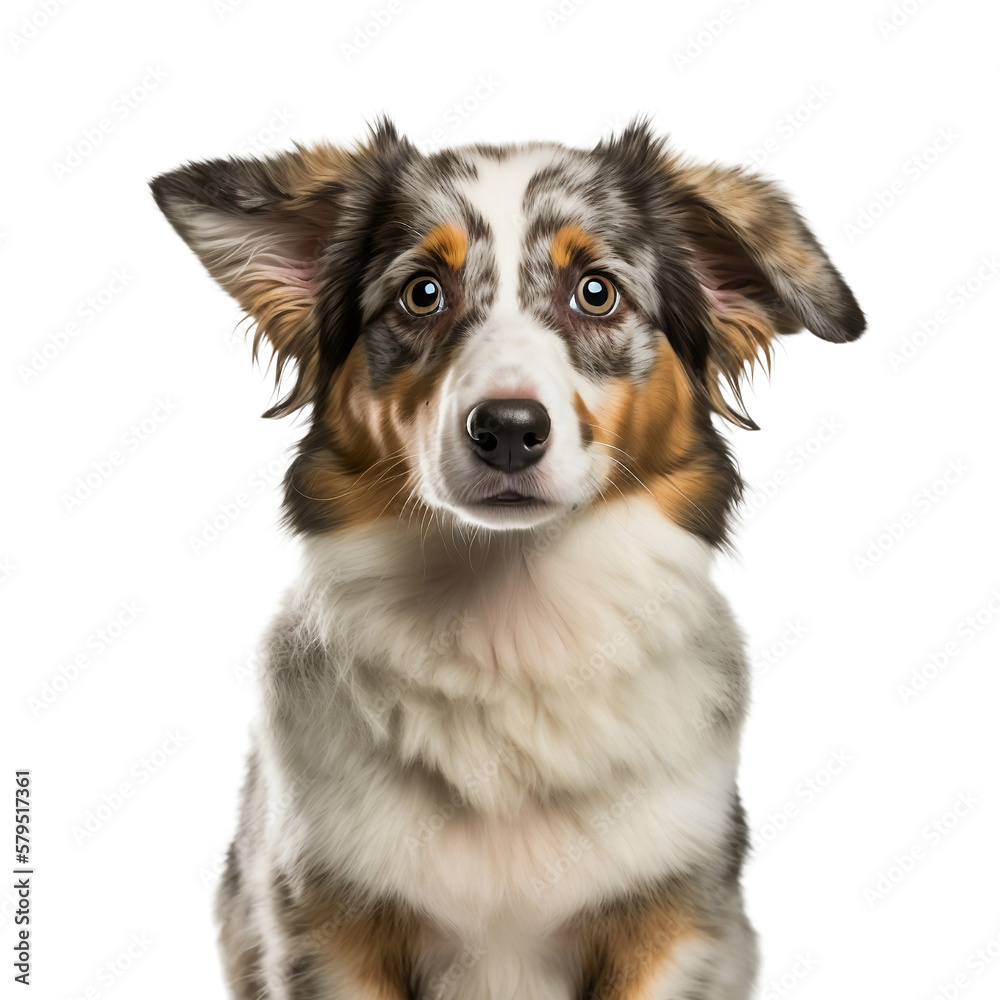 Cute dog in front on transparent background. PNG, ai