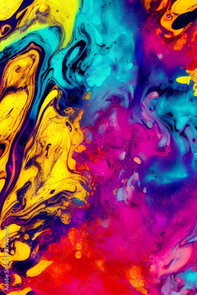 Modern abstract painting made of alcoholic ink. Colorful abstract painting background. Abstract colorful background, wallpaper. Modern art. Paint marble texture. Closeup of the pain - generative ai