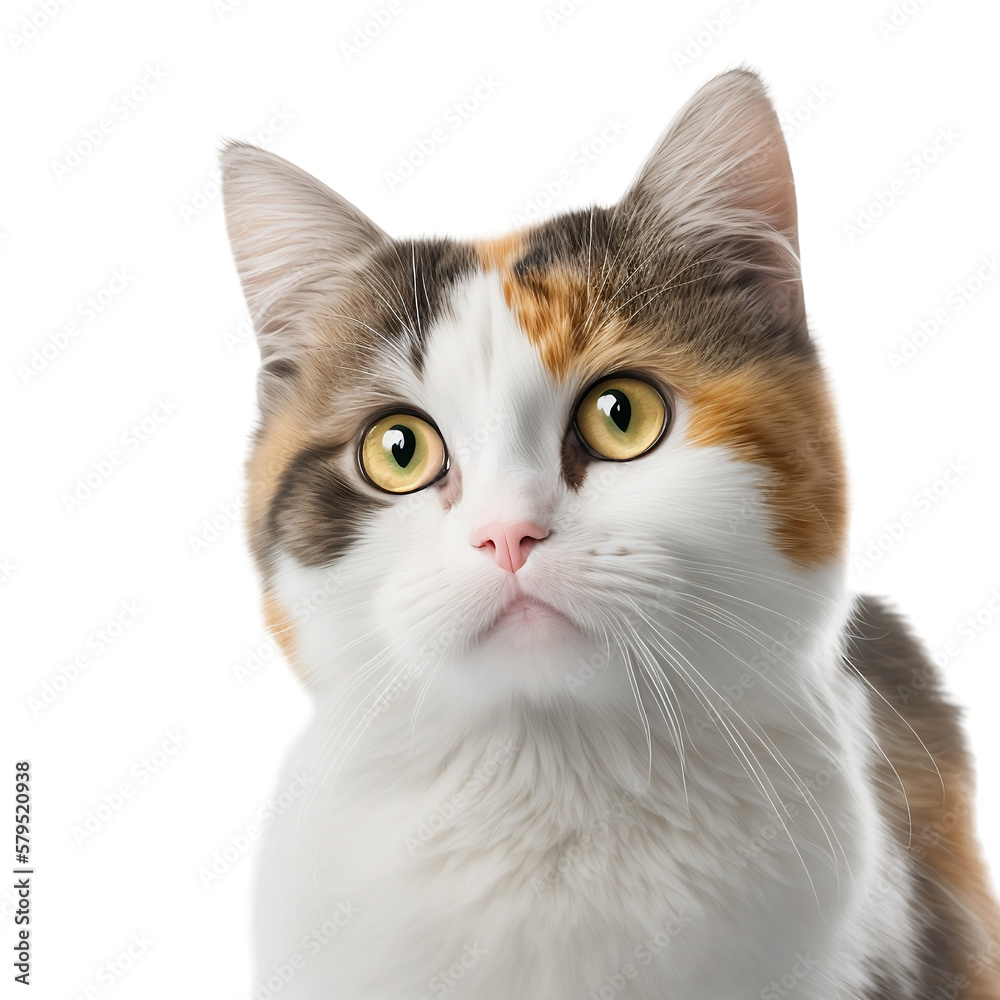 Cute cat in front on transparent background. PNG, ai