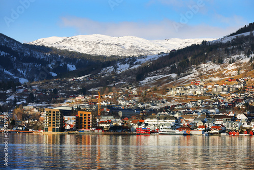 Image of Sogndalsfjora city on the shores of Sogndal Fjord in Norway, Europe © Rechitan Sorin