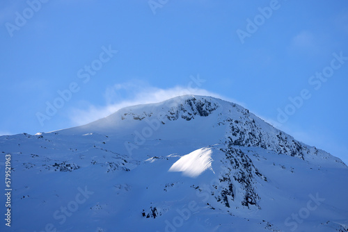 Alpine winter landscape on Hemsedal route in Norway, Europe photo